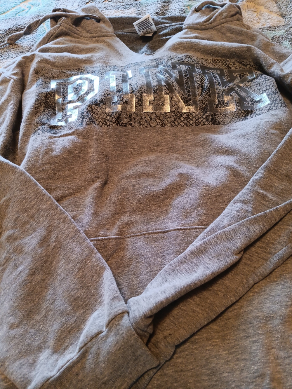 PINK Victoria's Secret Gray Men's Zip-Up Hoodie with Metallic Logo